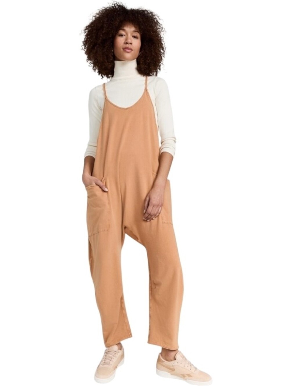 Women's Relaxed Tan Jumpsuit with Pockets